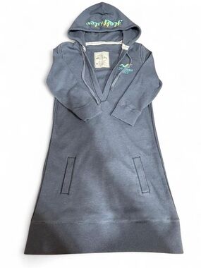 Hollister Slate Blue Hooded Tunic Top - M